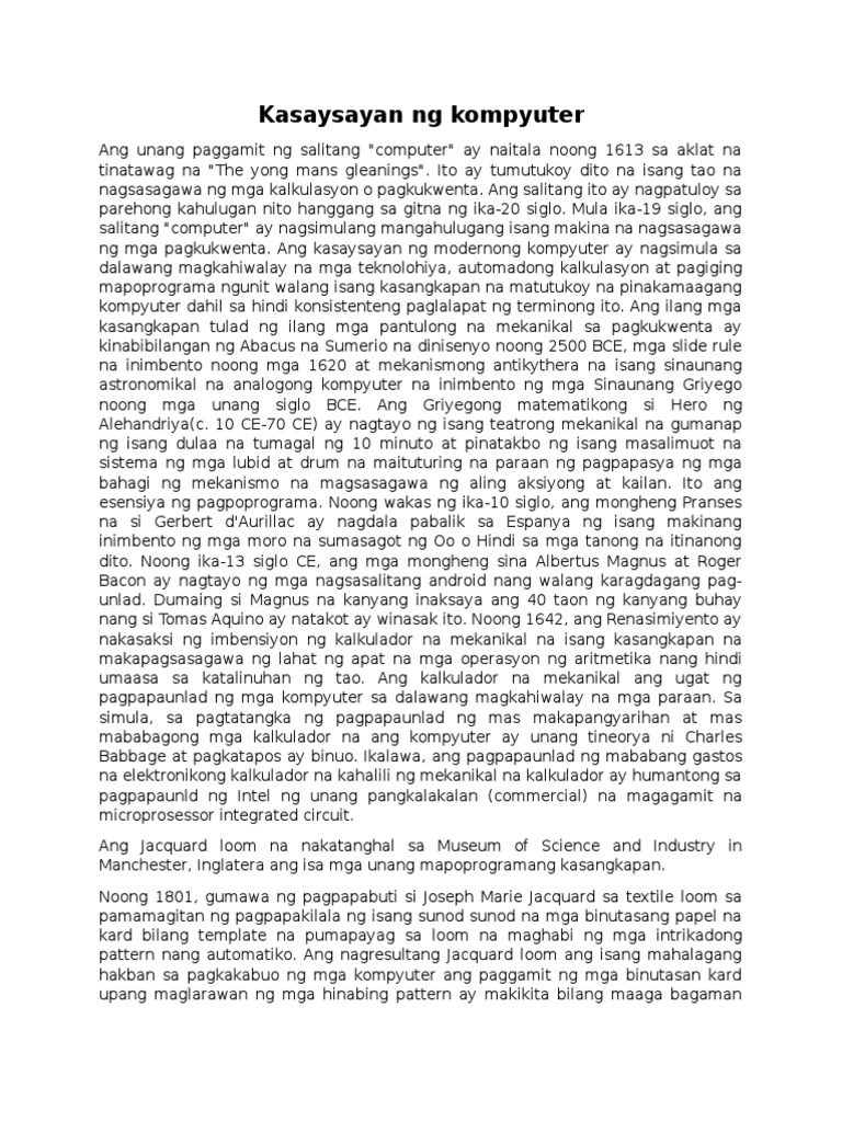 Kasaysayan NG Kompyuter | PDF