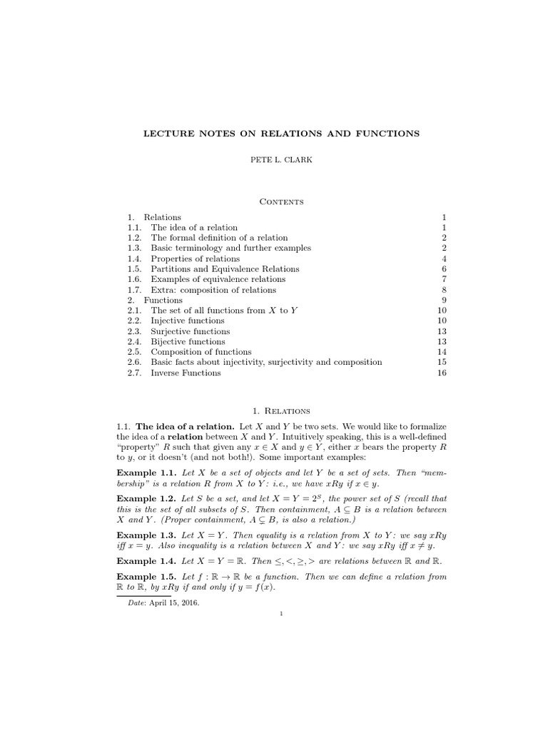 Relations and Functions Notes | PDF | Function (Mathematics) | Empty Set