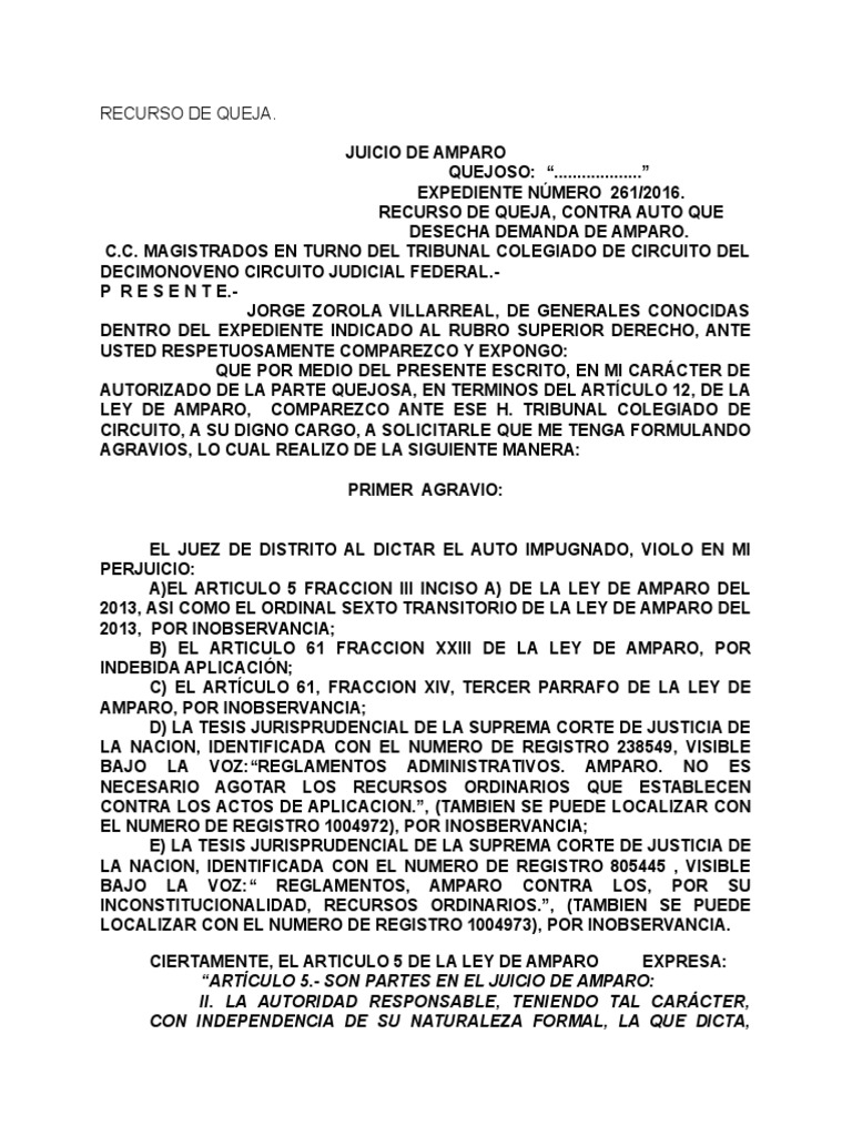 Recurso de Queja | PDF | Caso de ley | Derechos humanos