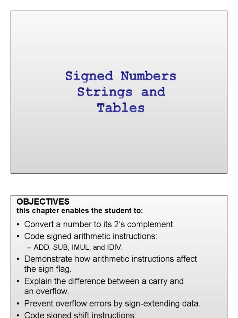 6 Signed Numbers Strings and Tables | PDF | Assembly Language ...