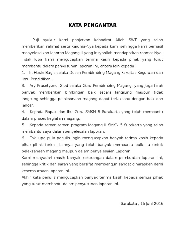 Kata Pengantar Magang