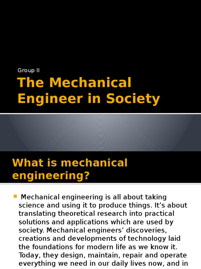 Role of Mechanical Engineers in Society | PDF | Engineer | Engineering