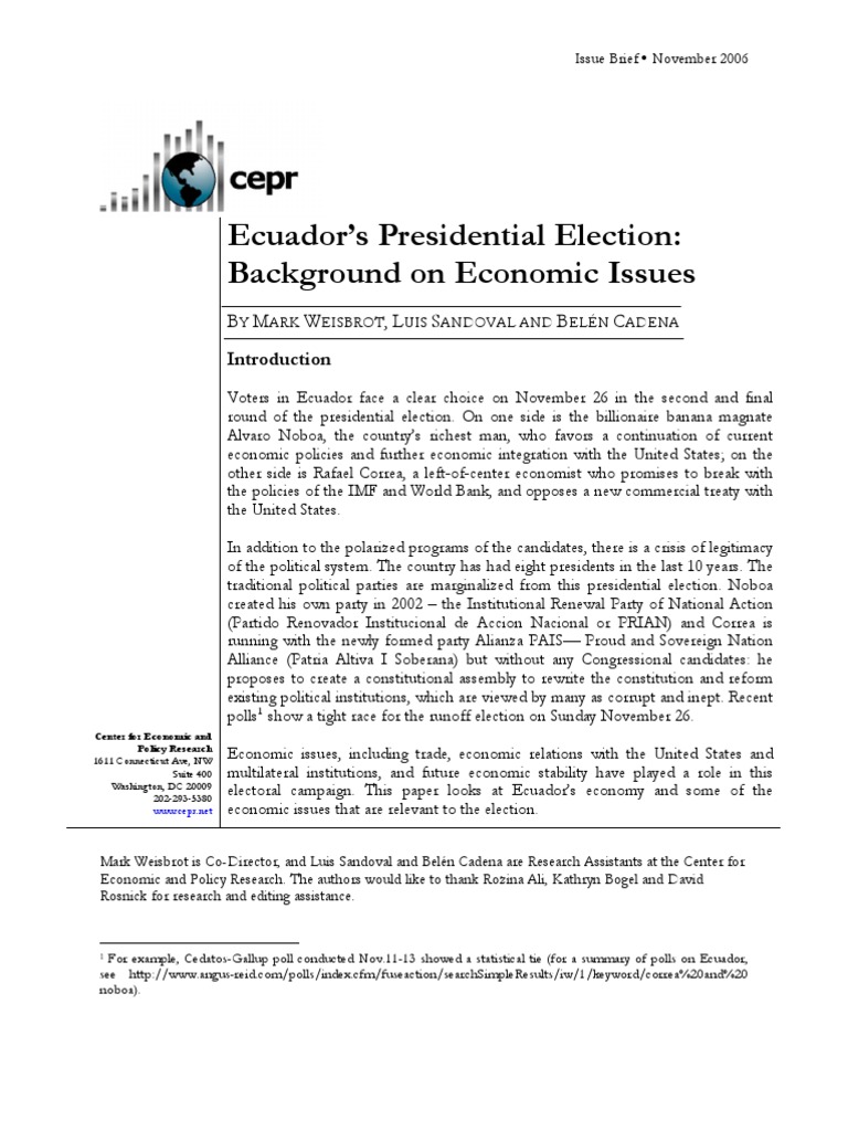 Ecuador Elections Economic Issues | PDF | Government Debt | Exchange Rate