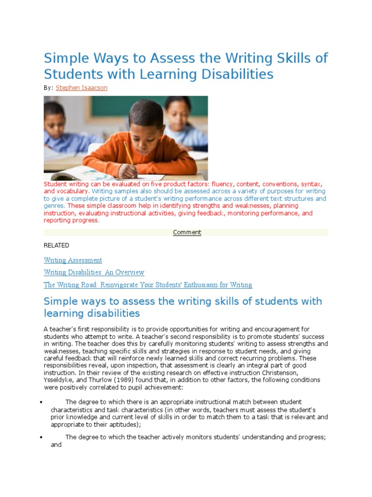 Assessing Writing Skills in Students | PDF