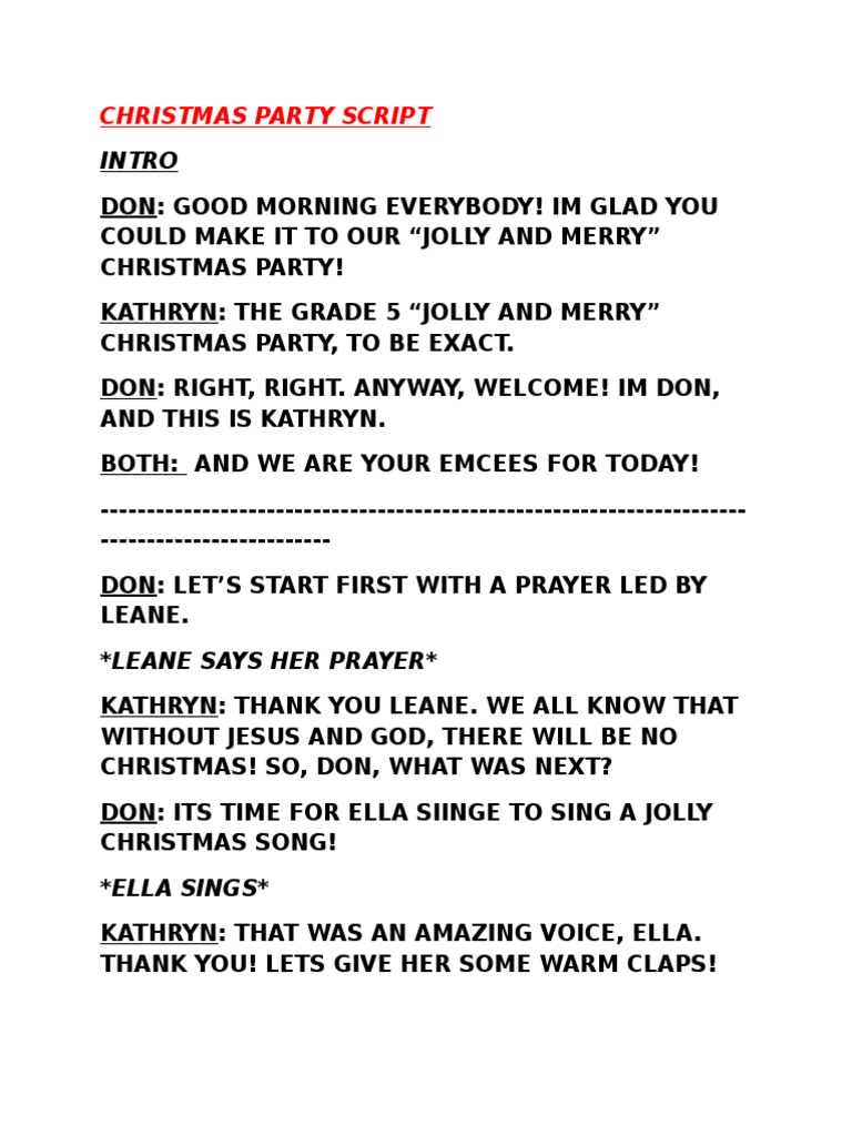 Emcee christmas party script