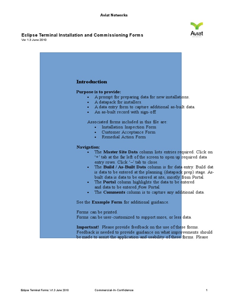 Eclipse Terminal I&C Forms V1.3 | PDF | Antenna (Radio) | Routing
