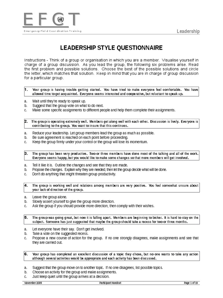 Leadership Style Questionnaire | PDF