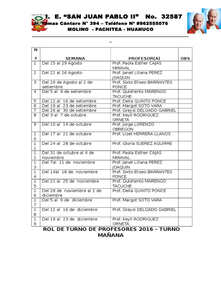 Rol de Turno PDF
