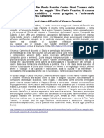 15 Dicembre 2016 - Centro Studi "Pier Paolo Pasolini" Casarsa della Delizia - Segnalazione del saggio “Pier Paolo Pasolini. Il cinema come periscopio ansiolitico e come progetto, e l’universale desiderio”  di Vincenzo Camerino