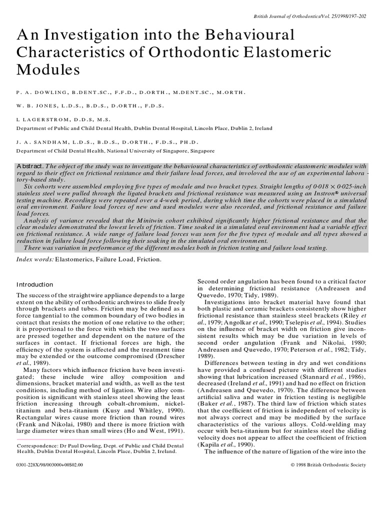 In Vitro Degradation of Polyurethane Orthodontic Elastomeric Modules