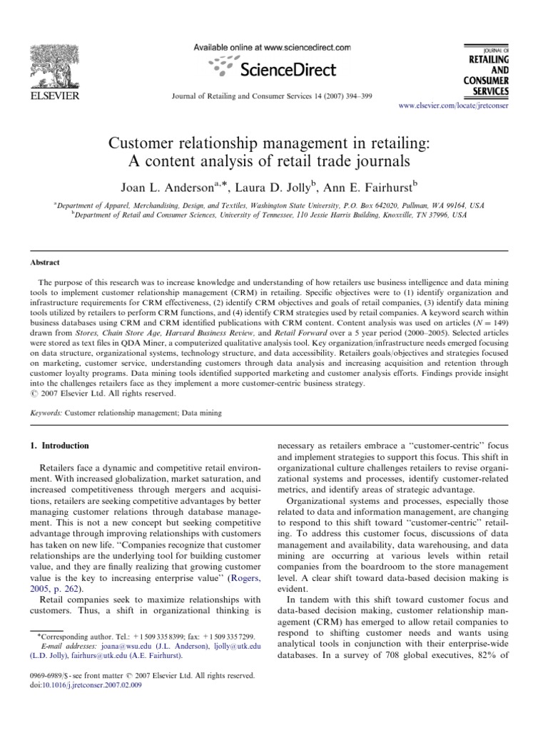 CRM Strategies in Retail Marketing | PDF | Customer Relationship ...