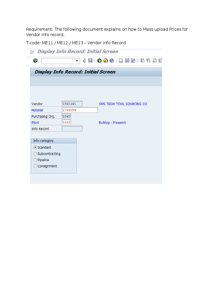 How-To-Upload Mass Price Changes Vendor Info Record | PDF
