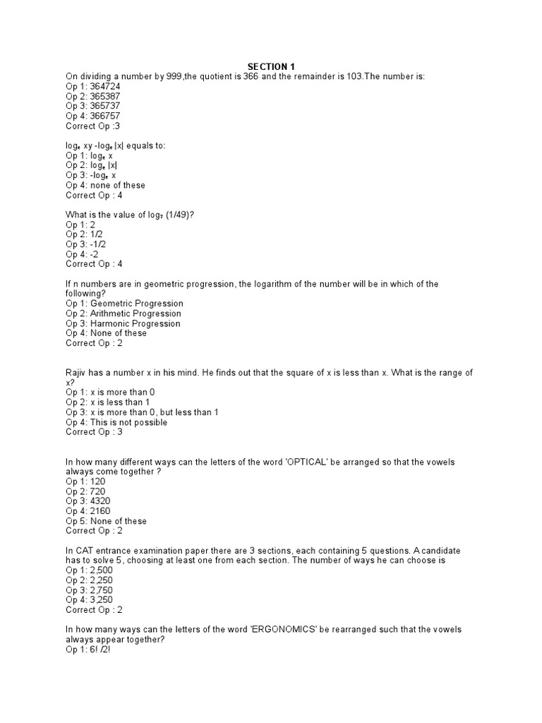 AMCAT Test Paper 1 With Ans Control Flow Matrix (Mathematics)