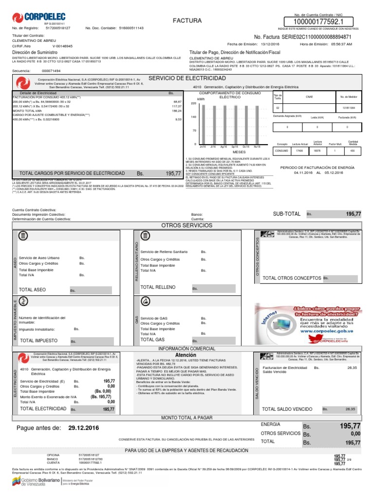 Resultado de imagen para imagenes de recibos de luz corpoelec