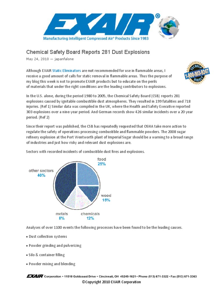 Chemical Safety Board Reports 281 Dust Explosions | PDF | Explosion ...