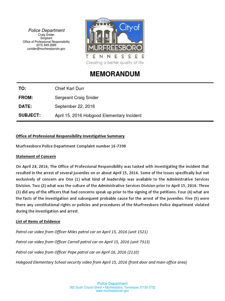 MPD Internal Report | PDF | Arrest | Police