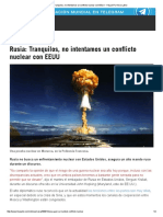 Rusia No Intenta Un Conflicto Nuclear Con EEUU