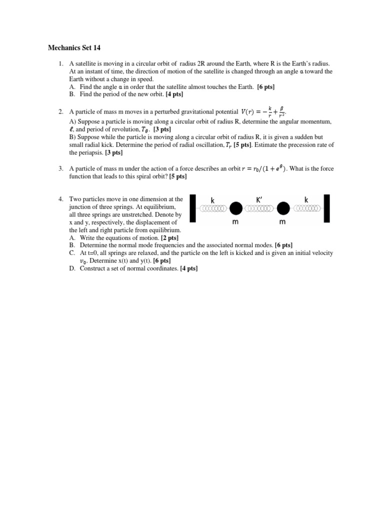 Mechanics Problems on Orbits and Oscillations | PDF | Science & Mathematics