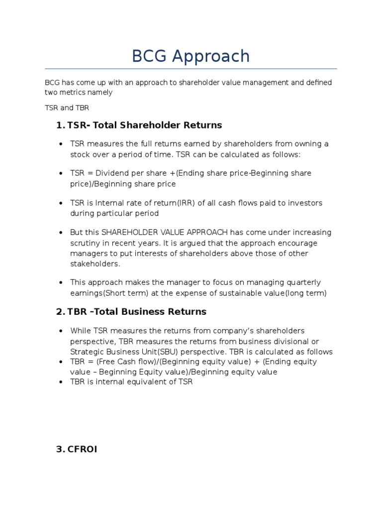 Shareholder Value Metrics Explained | PDF | Equity (Finance) | Internal  Rate Of Return