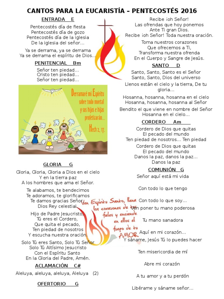 Cantos Para Vigilia de Pentecostes Pentecostés eucaristía