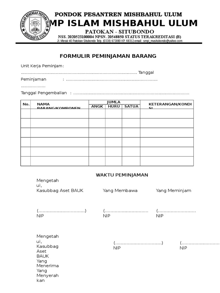 Buku Peminjaman Barang