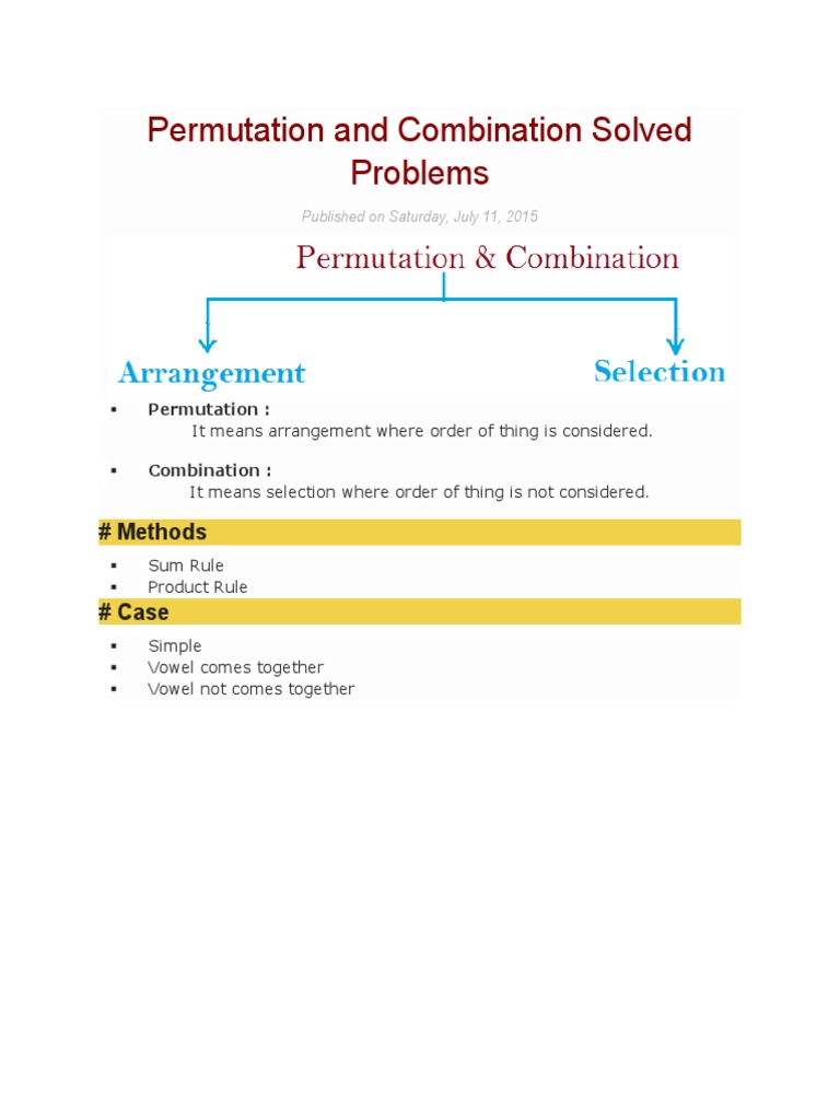 Permutation and Combination Solved Problems | Permutation | Discrete ...