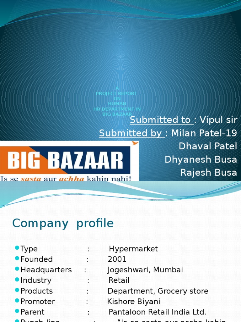 Hr Project Report On Big Bazaar Pdf