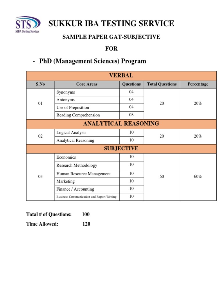 PHD (MGT) Sample Test Paper-Spring-2017 | PDF | Literacy | Books