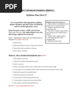 Grade 9 Advanced Geometry Algebra 1 Course Plan