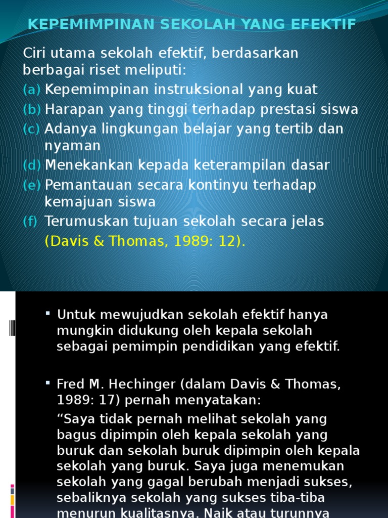 Kepemimpinan Efektif di Sekolah | PDF | Karier & Perkembangan