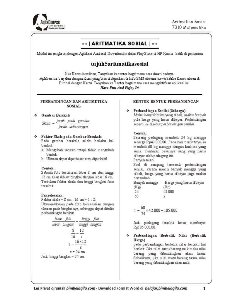 7310 Matematika Bab 5 Aritmatika Sosial Matematika Smp