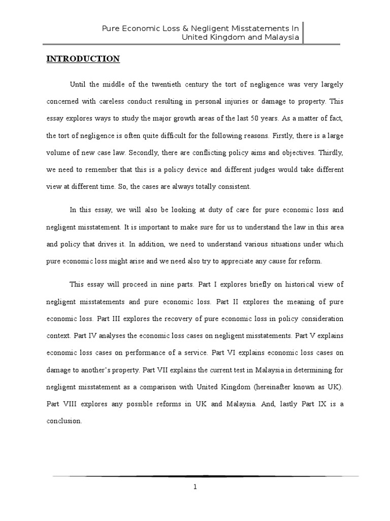 Legal Insights: Economic Loss & Misstatements | PDF | Negligence | Tort