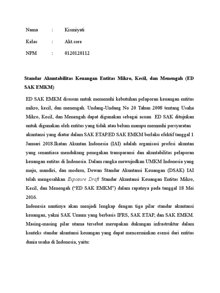 Perbedaan Sak Ifrs Sak Etap Dan Sak Emkm Berbagai Perbedaan