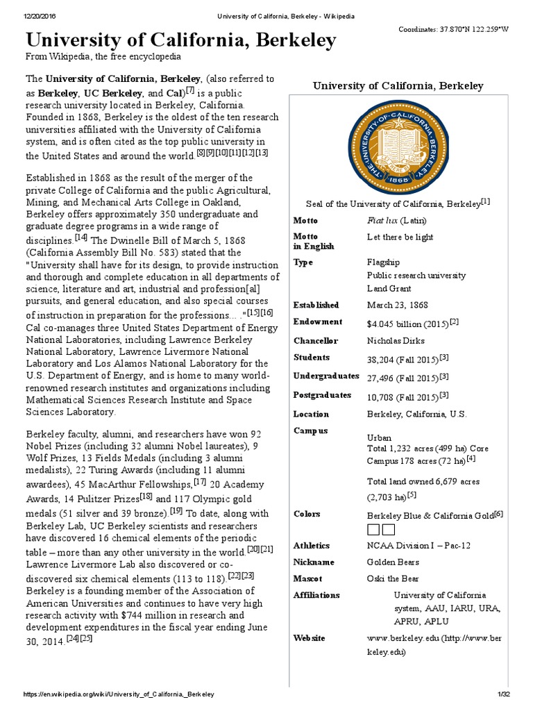 University of California, Berkeley | PDF | University Of California ...