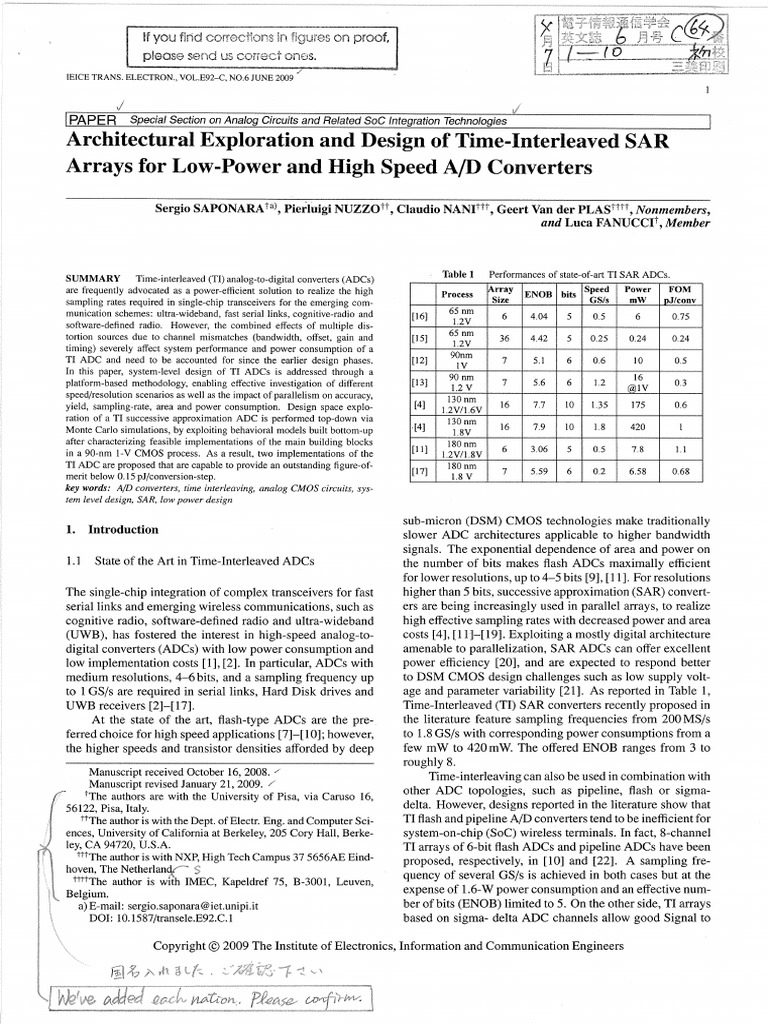 Architectural Exploration and Design of TimeInterleaved SAR Arrays For