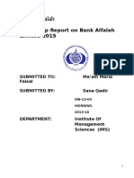 Internship Report On Bank Alfalah Limited 2015: Submitted To: Ma'am Maria Faisal Submitted By: Sana Qadir