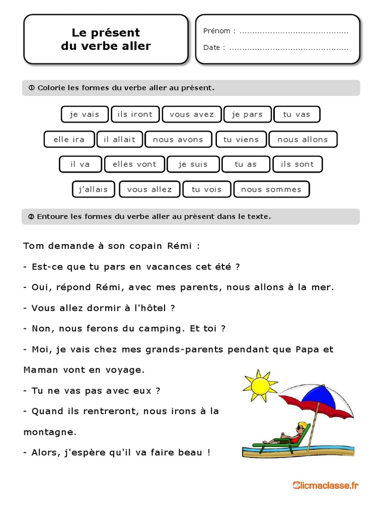 Verbe Aller Passé Composé Present Verbe Aller | PDF
