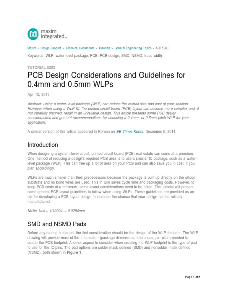 Maxim Integrated - 0.4mm and 0.5mm BGA Layout Rule | PDF | Printed ...