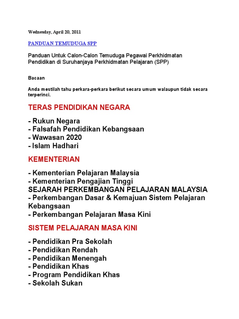 Baca Bahan Temuduga | PDF
