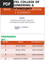 Mass Transfer Operation 1 (2150501) : Crystallization Concept, Techniques and Processes