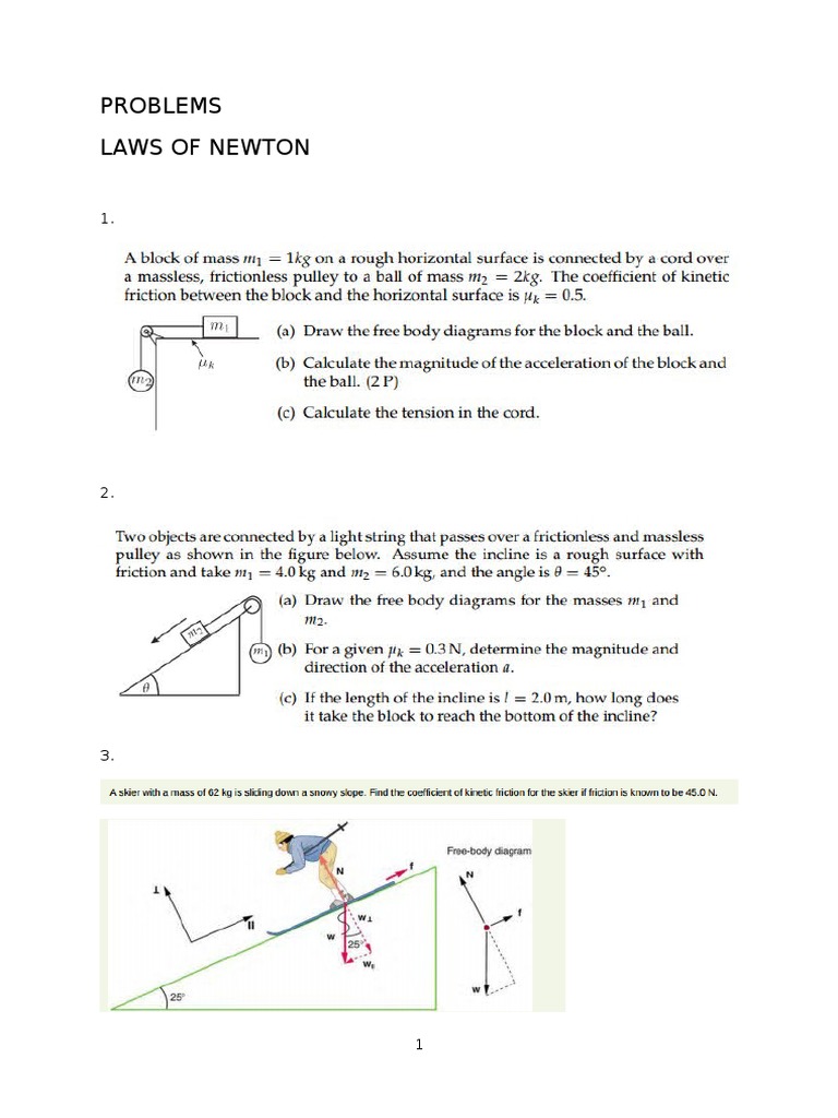 Problems Laws of Newton | PDF | Technology & Engineering