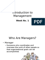 Introduction To Management.