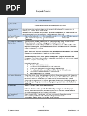 Project Charter Sample Construction