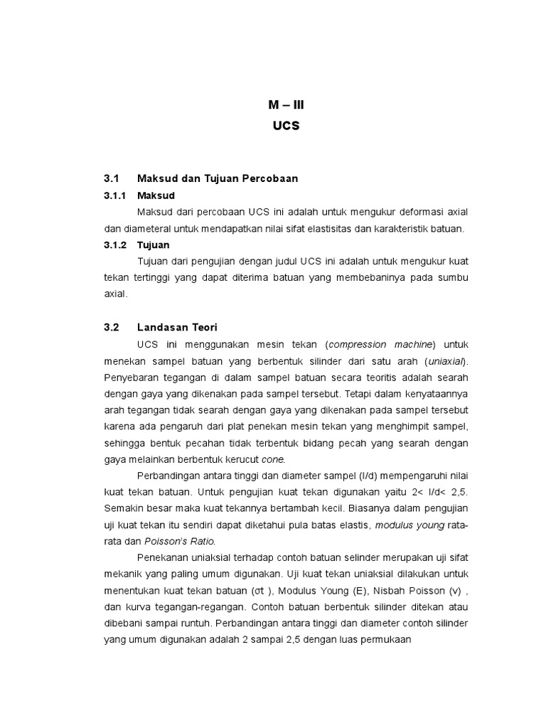 Uji Kuat Tekan Uniaksial (UCS) Batuan | PDF