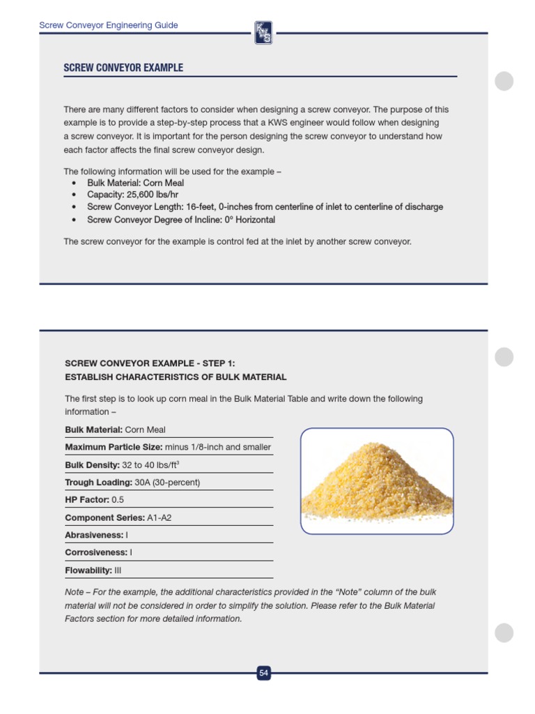 Screw Conveyor Design Example Guide | PDF | Horsepower | Screw