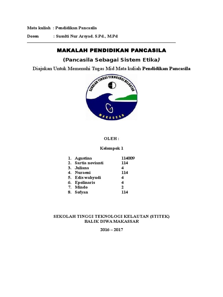 Makalah Pancasila Sebagai Etika K 7