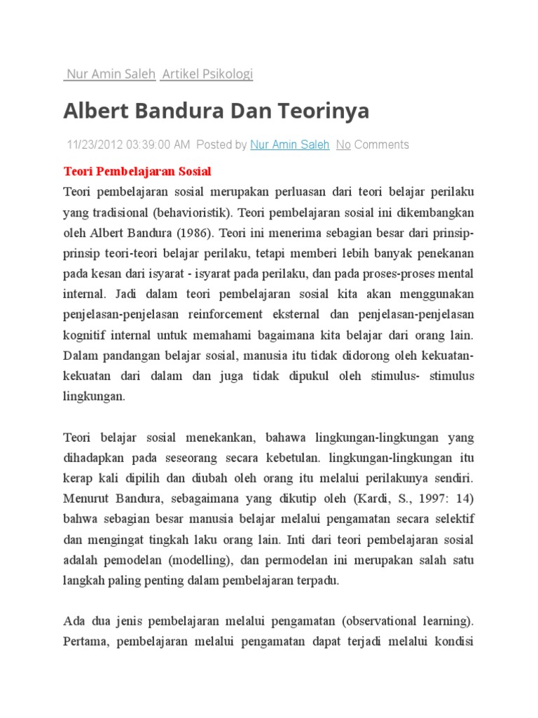 Albert Bandura Dan Teorinya  PDF
