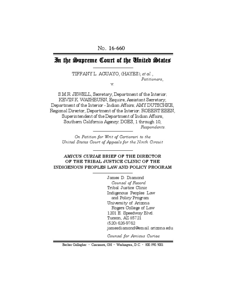 Supreme Court Amicus Brief on Indian Disenrollment | PDF | Bureau Of ...