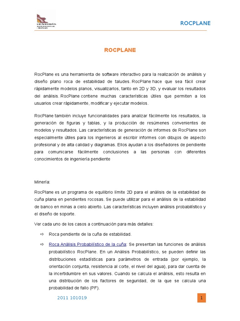 Análisis de Estabilidad con RocPlane | PDF | Probabilidad | Software