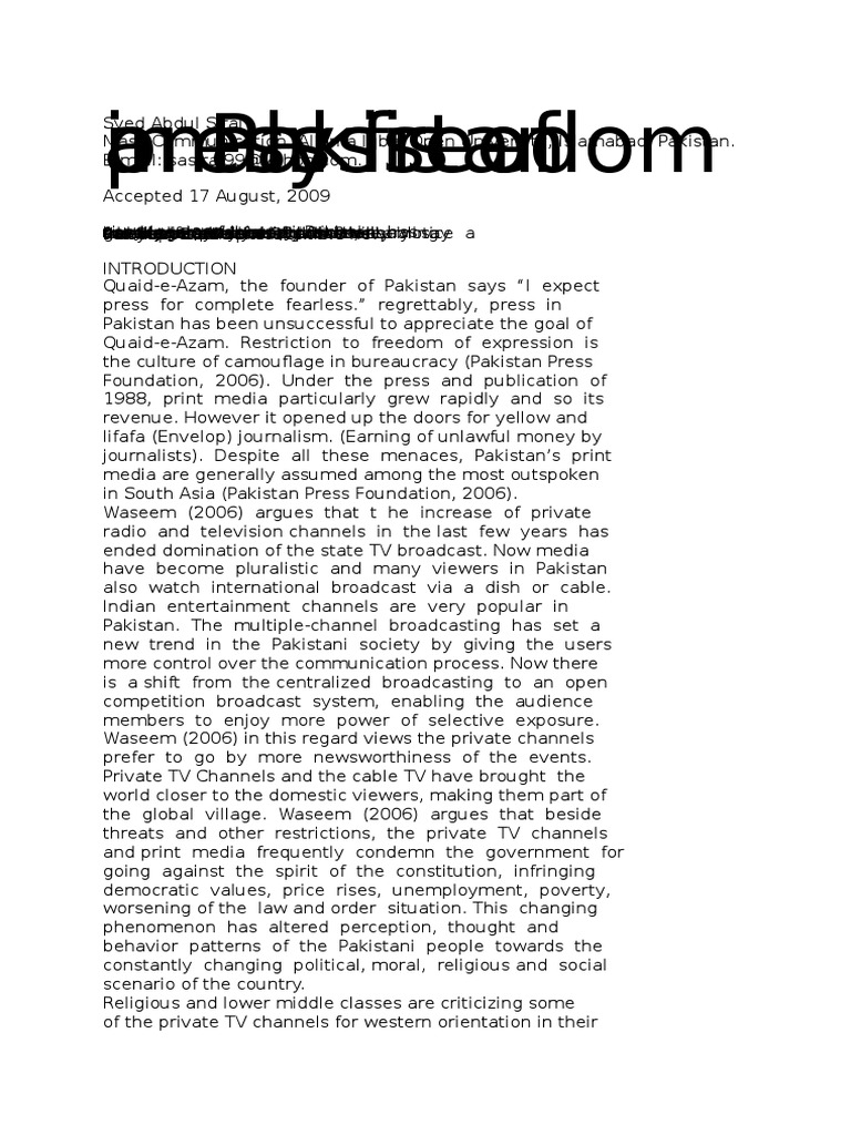 Press Laws PDF Journalism Defamation